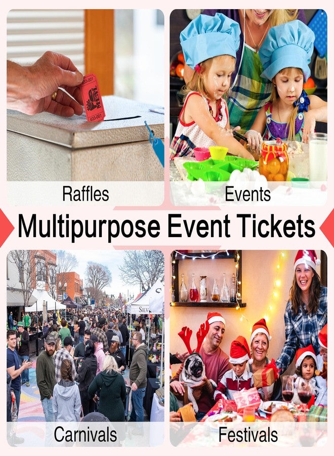 ESSENTIAL 1000 Raffle Tickets Rolls, Meal Tickets Single Roll for Events, Leisure, Movie Watching, Entertainment, Class Reward & Prizes - 5 Color Selection (Red) - Image 5